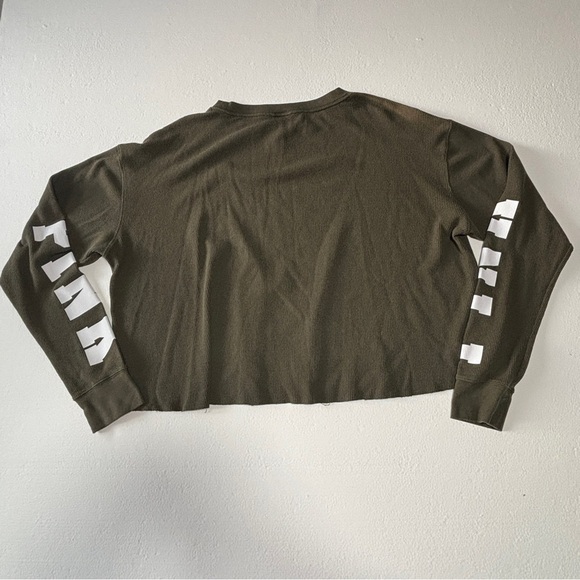 Victoria Secret’s PINK Women's Waffle Long Sleeve Dark Green Cropped Top Large - Picture 8 of 8